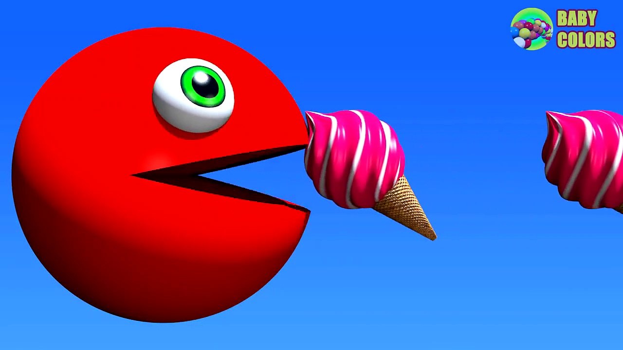 Learn COLORS With 3D ICE CREAM And PACMAN For Kids