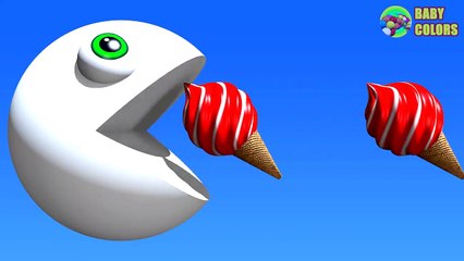 Learn COLORS With 3D ICE CREAM And PACMAN For Kids Babies Toddlers-RWiRc7L9XPY