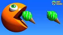 Learn COLORS With 3D ICE CREAM And PACMAN F
