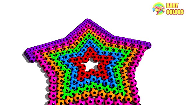 Learn Colors with a lot of Soccer Balls and 3D Star for Kids Toddlers Babies