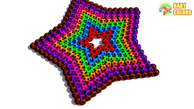 Learn Colors with a lot of Soccer Balls and 3D Star for Kids Toddlers Babies-Y