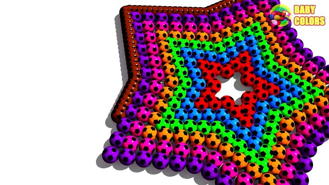Learn Colors with a lot of Soccer Balls and 3D Star for Kids Toddlers