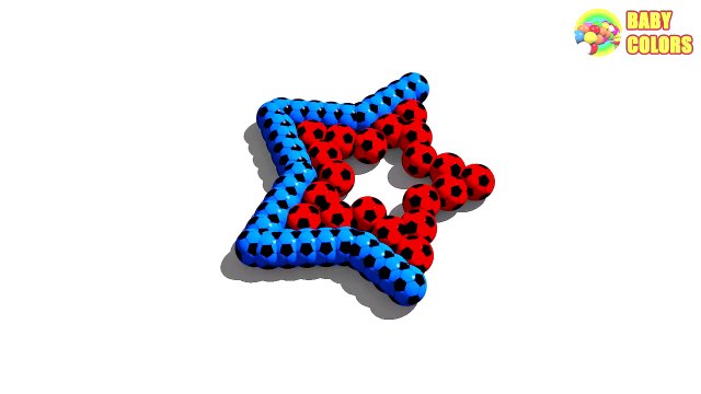Learn Colors with a lot of Soccer Balls and 3D Star for Kids Toddlers Babies-