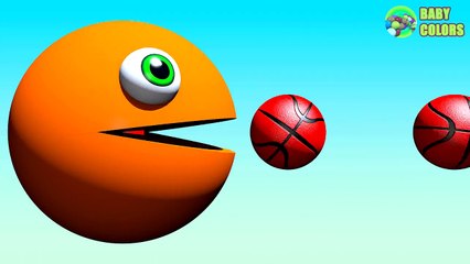 Learn COLORS With 3D Basket Balls And PACMAN For Kids Toddlers Children Babies-OP6o9ecjVHc