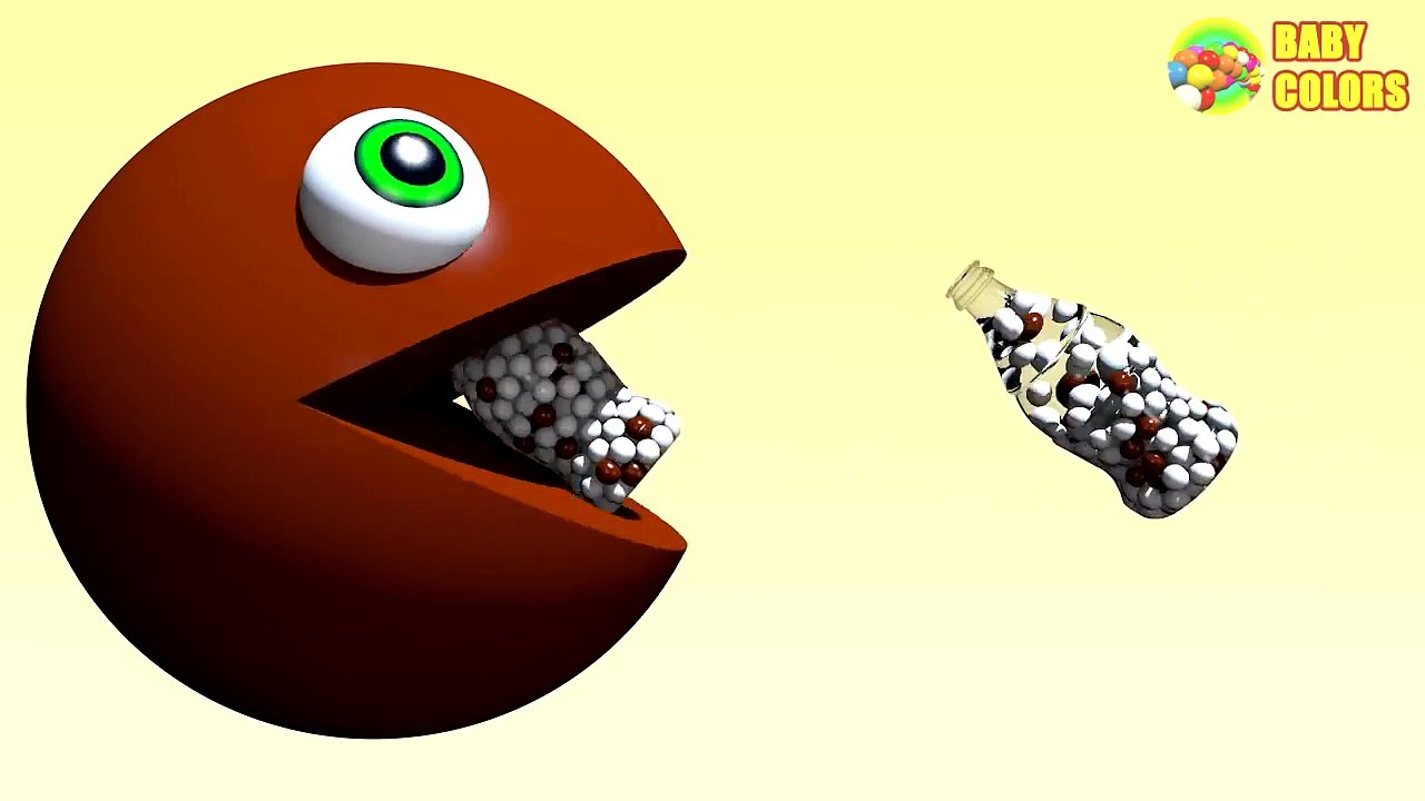Learn COLORS With 3D Colored M&Ms Bottles And PACMAN For Kids Toddlers Babies-Kwk2zjU_F