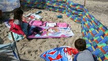 Baby Poops Sunbathe on Vacation with Baby Doll Kids and Chuppa Chups Lollipops  Toys Baby v