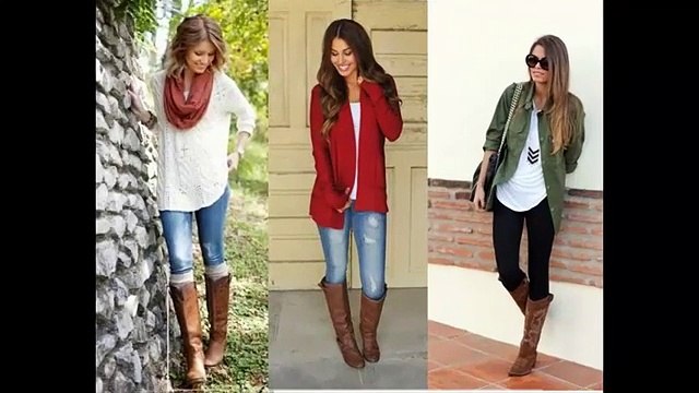 Trendy winter outfits with combination jeans and boots - 2018 Fashionista