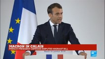 Emmanuel Macron in Calais - French president defends disputed migrant bill