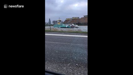 Ferry drifts out-of-control in Netherlands storm