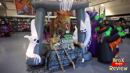 T-rex going wild inside the Halloween Shop!!