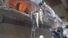 White Helmets Use Makeshift Bridge to Rescue Injured Woman in Irbin