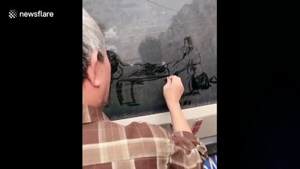 Former art teacher creates dust drawings on dirty cars