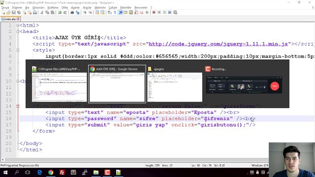 PDO & Ajax üye giriş