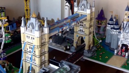Lego 10214 London Tower Train Bridge MOC Custom City Scene Video