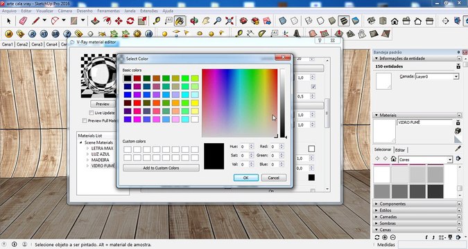 VRAY l COMO CRIAR MATERIAL DE VIDRO FUMÊ SKETCHUP 2018 l TEXTURAS-REFLEXOS-ILUMINAÇÃO-TUTORIAL