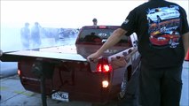 Street Outlaw Tina Pierce turbo truck vs nitrous Nova at the Hinton street races