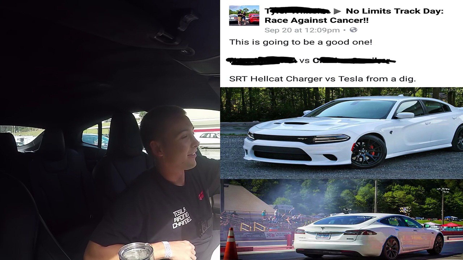 Tesla P100d Called Out By 900hp Hellcat Nitrous Corvette Truck Drag Racing