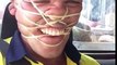 Guy Wraps Face in Rubber Bands