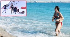 Antalya'da Bir Saatte Hem Deniz Hem Kayak Keyfi