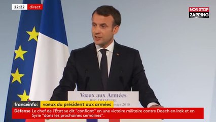 Emmanuel Macron ironise sur une ampoule qui explose lors d'un discours (vidéo)