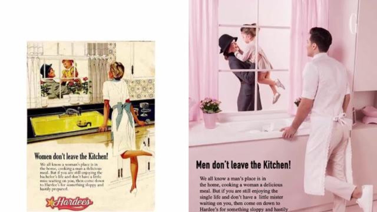 Un artiste recrée des publicités vintage sexistes en inversant les rôles