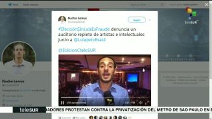 Brasil: artistas e intelectuales reiteran apoyo a candidatura de Lula