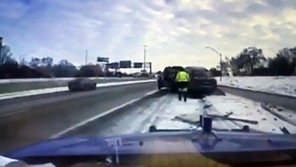 Tow-truck driver nearly squashed by out-of-control car