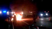 Voiture en flammes sur la rocade ouest