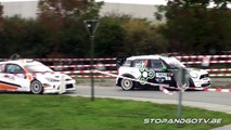 4 WRC cars racing each other in a rally - Omloop van Vlaanderen 2011 - Snijers vs Van parijs