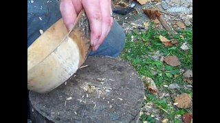 Carving a Pear Bowl with an Adze