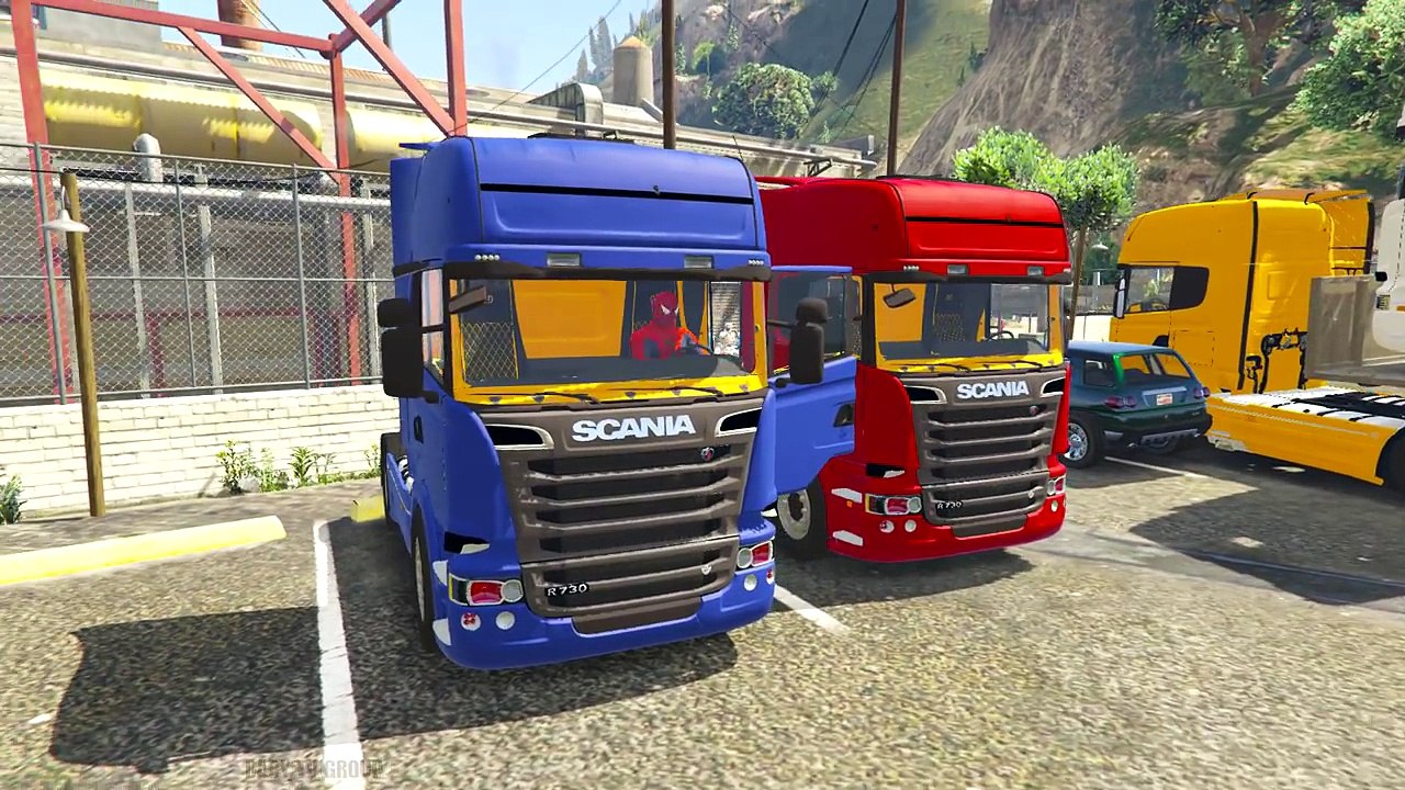 SPIDERMAN KIDS MOVIE: 3 Truck and Fuel truck Cartoon for Children and Nursery Rhymes for Kids