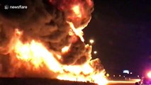 Huge blaze as tanker truck catches fire in Utah