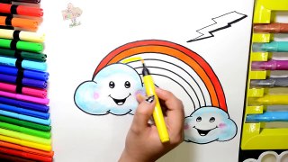 Color Raibow Cloud Coloring Pages and Learn Colors for Kids