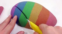 Kinetic Sand Cake Rainbow Colors & Baby Doll Beach Sand Play Bath Surprise Eggs