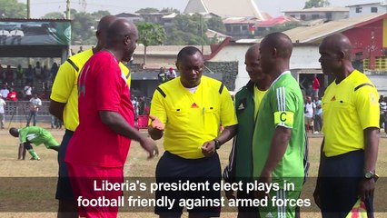 Liberia's president-elect plays football friendly