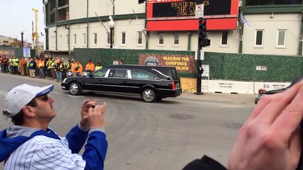 Ernie Banks Funeral Procession by Wrigley Field