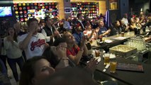 Cleveland Indians fans reaction downtown to the last 3 outs of ALCS Game 5 to beat the Blue Jays