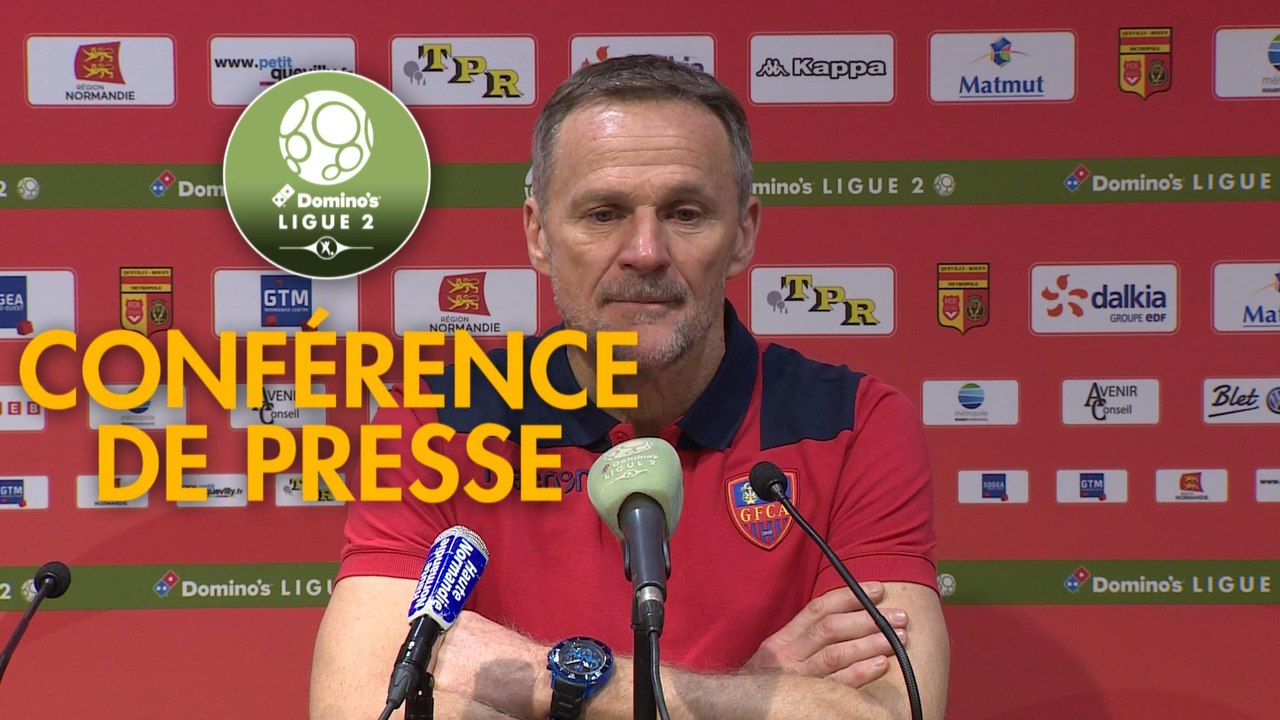 Conférence de presse Quevilly Rouen Métropole - Gazélec FC Ajaccio (0-2) : Emmanuel DA COSTA (QRM) - Albert CARTIER (GFCA) - 2017/2018