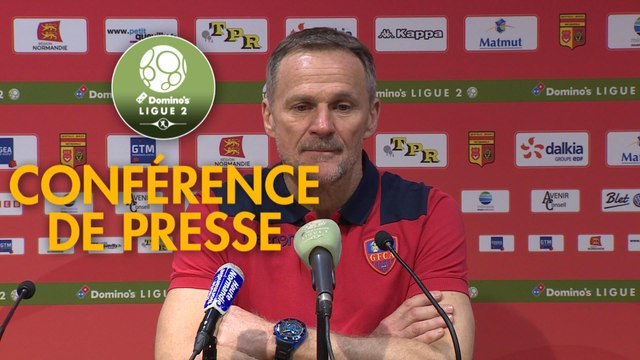 Conférence de presse Quevilly Rouen Métropole - Gazélec FC Ajaccio (0-2) : Emmanuel DA COSTA (QRM) - Albert CARTIER (GFCA) - 2017/2018