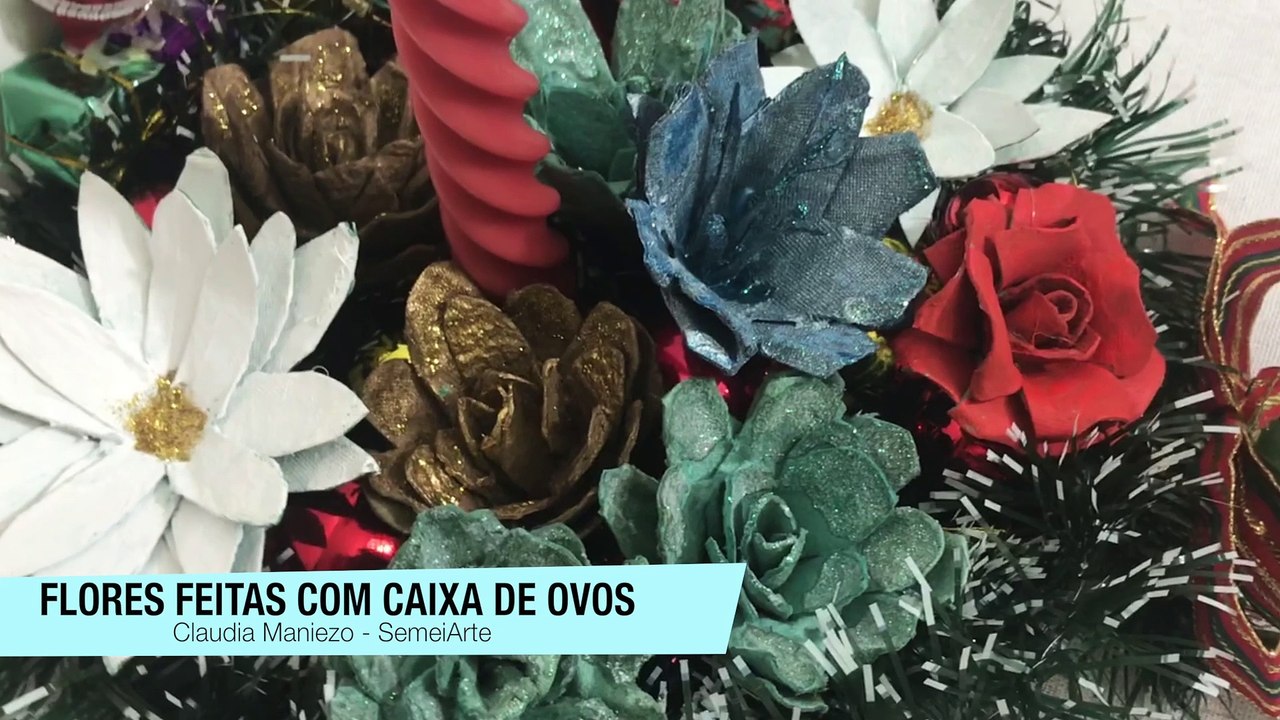 Como Fazer 4 Tipos de Flores c/Caixa de Ovos- Ideal para decoração rápida, fácil e barata.