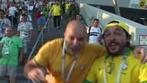 Brasileños celebran victoria, mexicanos se despiden orgullosos