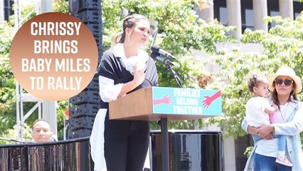 Chrissy Teigen gives passionate speech at rally for immigrants