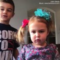 This brother styled his sister’s hair and her face says it all!  