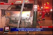 Magdalena: ocho heridos de gravedad deja accidente de combi de transporte público