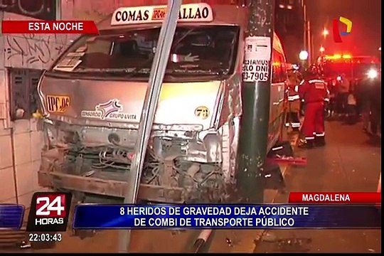 Magdalena: ocho heridos de gravedad deja accidente de combi de transporte público