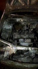 آثار حريق سيارة مراة سعودية