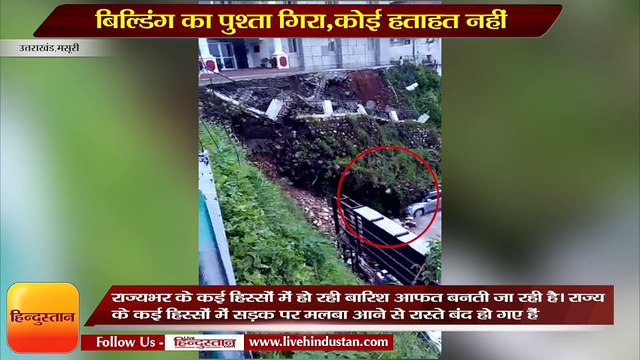मसूरी- बारिश के कहर के चलते भूस्खलन, कार पर गिरा मलबा, कोई हताहत नहीं