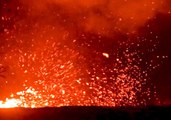 Whirlwind Forms Over Fissure at Hawaii's Kilauea Volcano, Spurting Lava