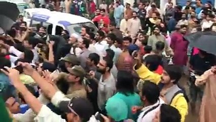 Imran Khan on the roads of Lahore in rain