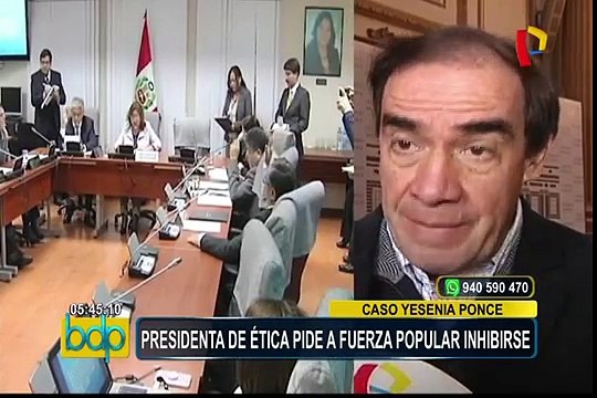 Caso Yesenia Ponce: presidenta de Ética pide a Fuerza Popular inhibirse de votar